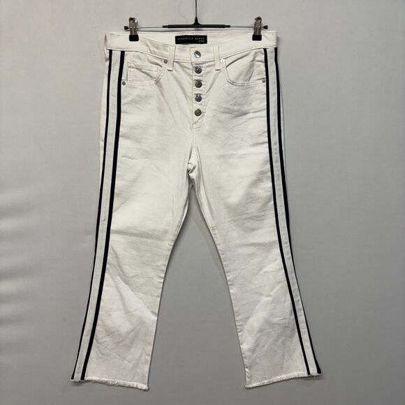 Veronica Beard Women Carolyn 10" Baby Boot Jeans Size 30 White Denim C044 -8 - Picture 1 of 16